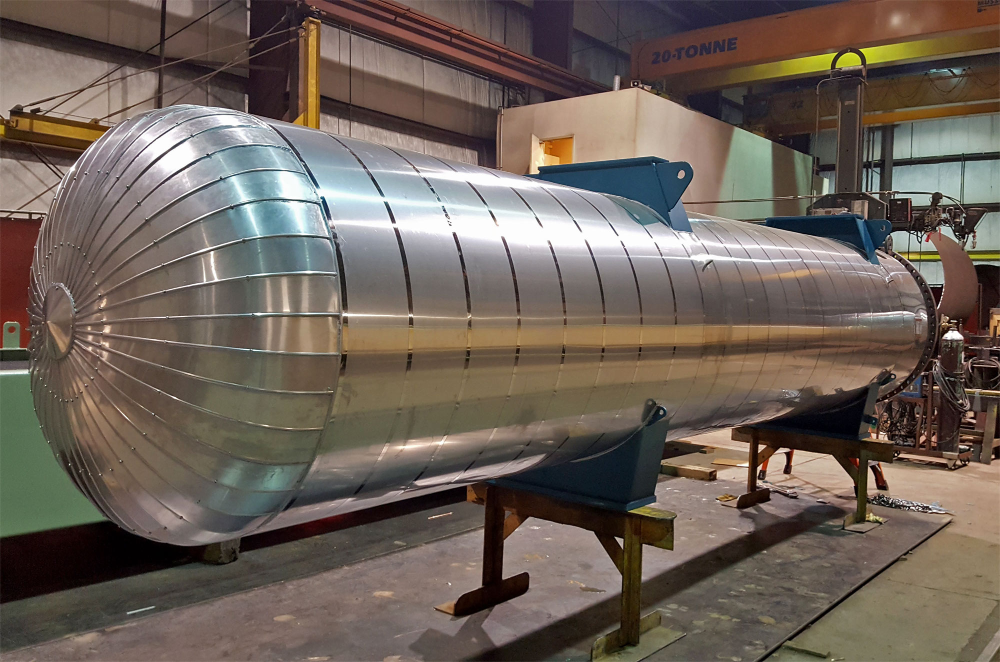 insulated cladding on pressure vessel fabricated by Enermax Mountain Manufacturing